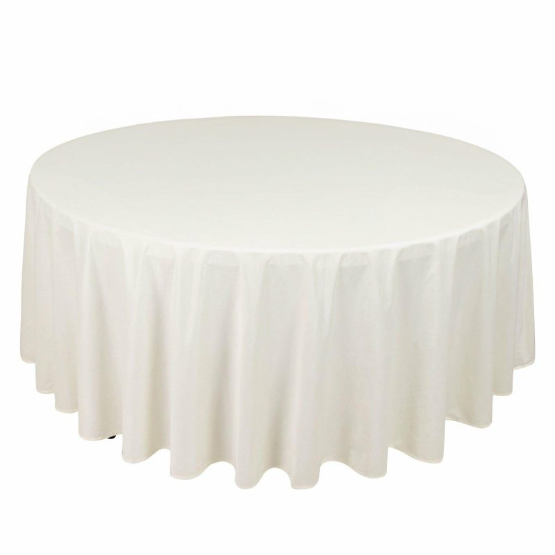 Ivory Premium Scuba Round Tablecloth, Wrinkle Free Polyester Seamless Tablecloth 108″  |   Polyester Polyester Ivory