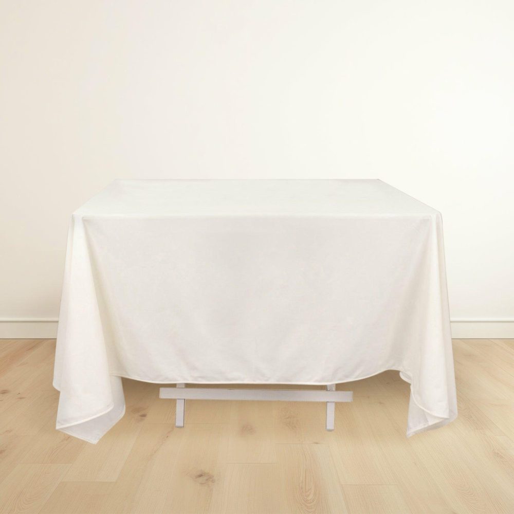 Ivory Premium Scuba Square Tablecloth, Wrinkle Free Polyester Seamless Tablecloth 70″  |   Polyester Polyester Ivory