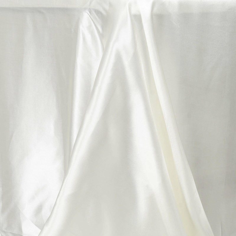 Ivory Satin Seamless Rectangular Tablecloth 90″x132″ for 6 Foot Table With Floor-Length Drop  |   Satin Satin Ivory