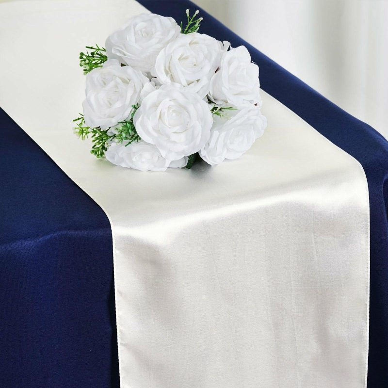 Ivory Satin Table Runner 12″x108″  |   Satin & Taffeta Satin & Taffeta Ivory