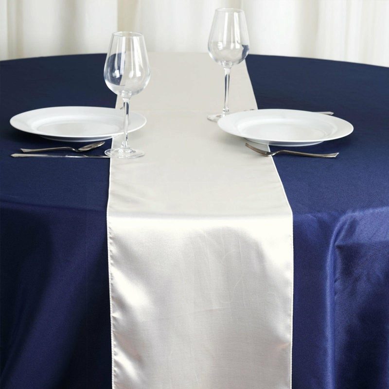 Ivory Satin Table Runner 12″x108″  |   Satin & Taffeta Satin & Taffeta Ivory