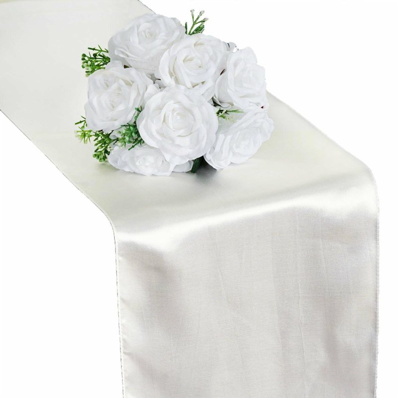 Ivory Satin Table Runner 12″x108″  |   Satin & Taffeta Satin & Taffeta Ivory