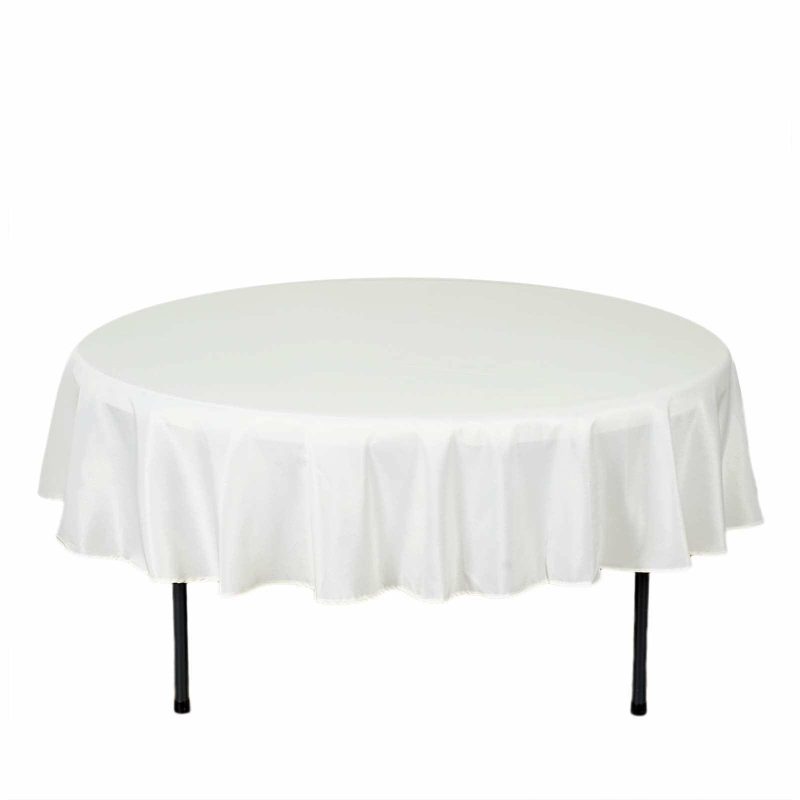 Ivory Seamless Polyester Linen Tablecloth 70″ Round  |   Polyester Polyester Ivory