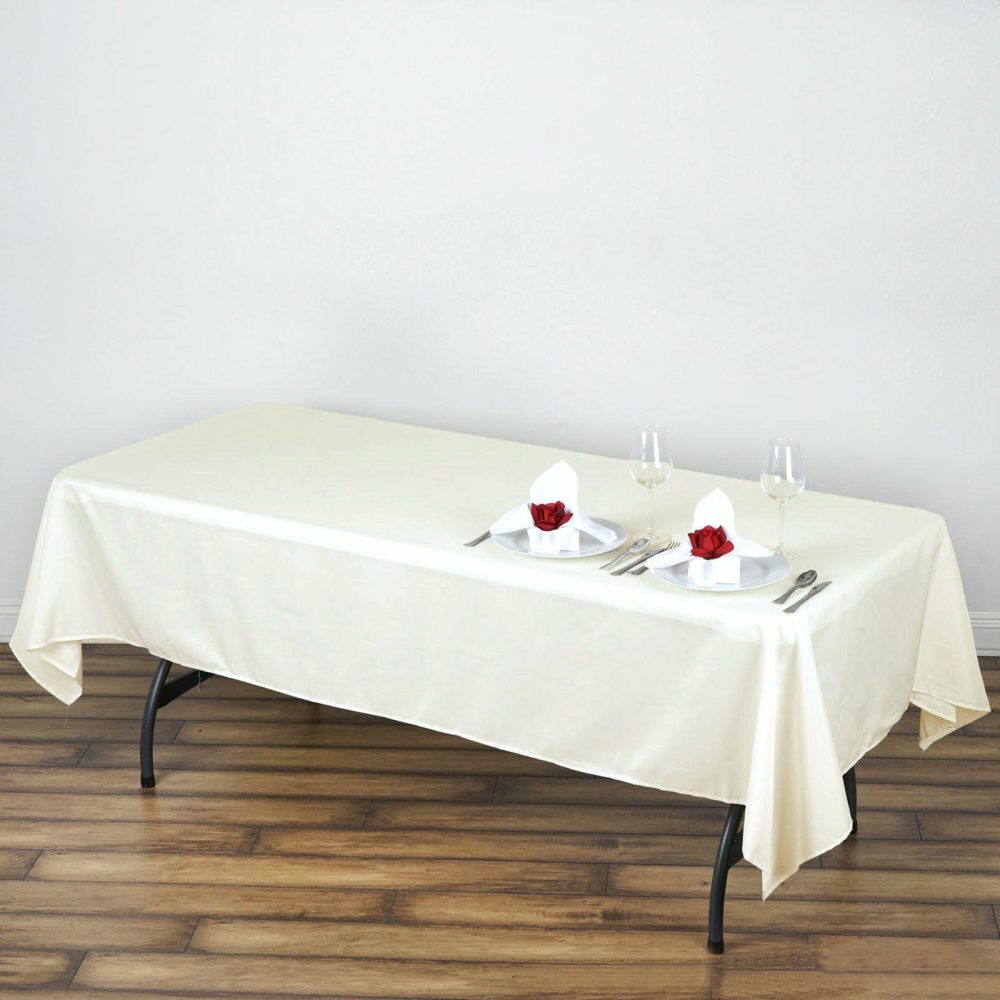 Ivory Seamless Polyester Rectangular Tablecloth 60″x102″  |   Polyester Polyester Ivory