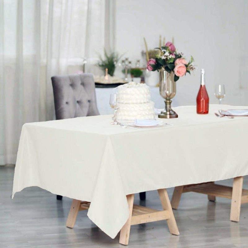 Ivory Seamless Polyester Rectangular Tablecloth 60″x102″  |   Polyester Polyester Ivory