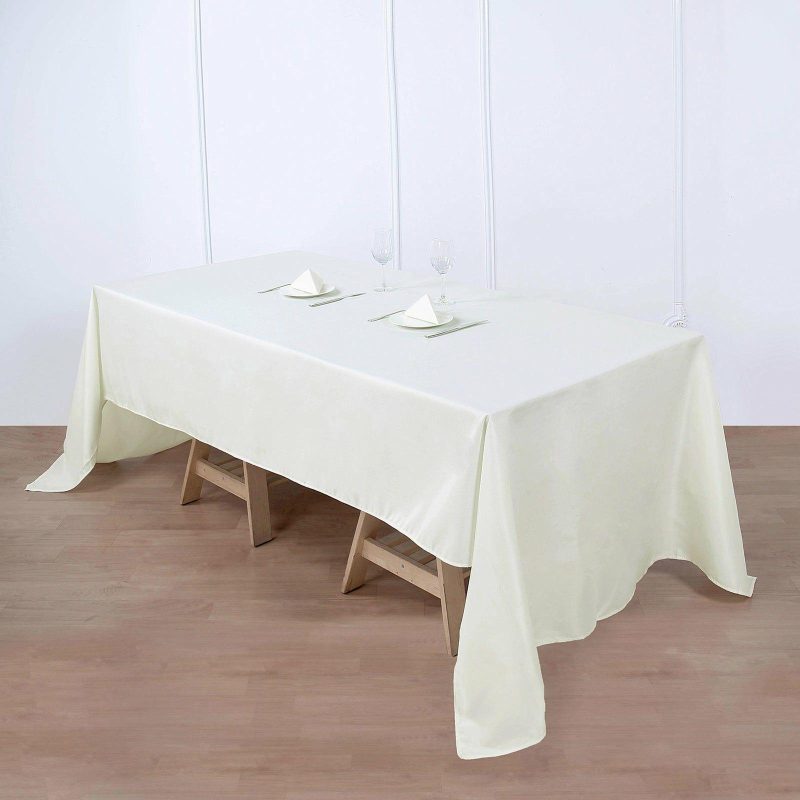 Ivory Seamless Polyester Rectangular Tablecloth 60″x126″  |   Polyester Polyester Ivory