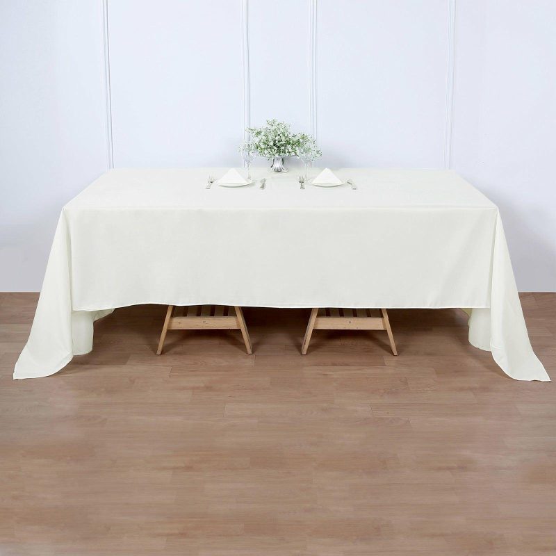 Ivory Seamless Polyester Rectangular Tablecloth 60″x126″  |   Polyester Polyester Ivory