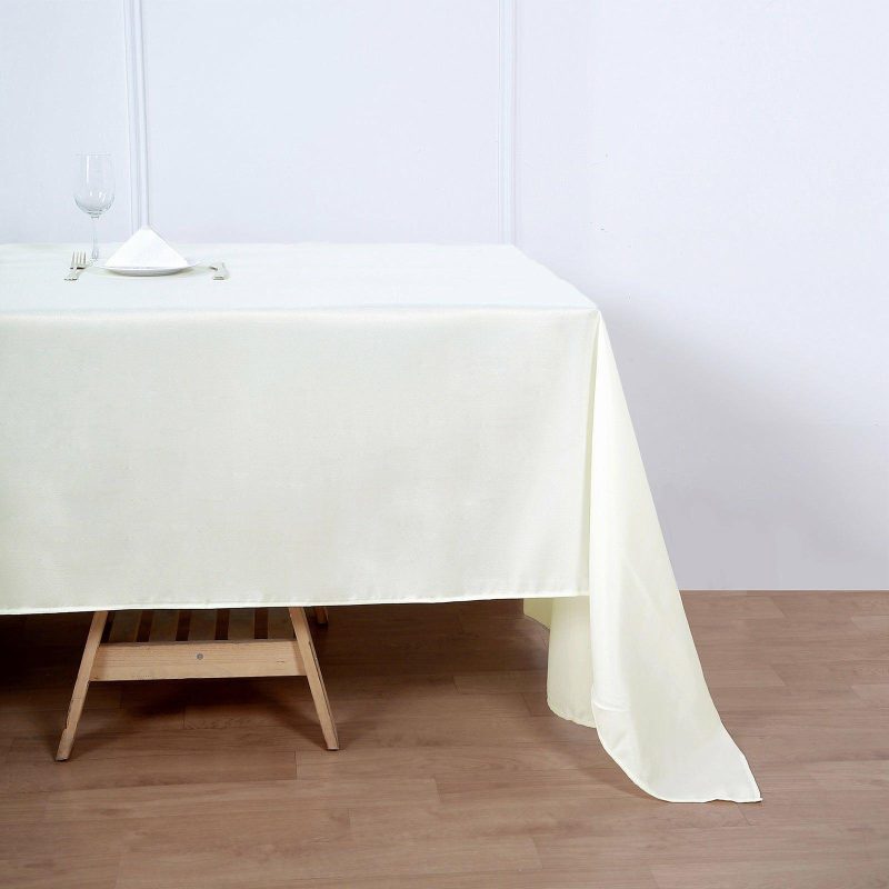 Ivory Seamless Polyester Rectangular Tablecloth 60″x126″  |   Polyester Polyester Ivory