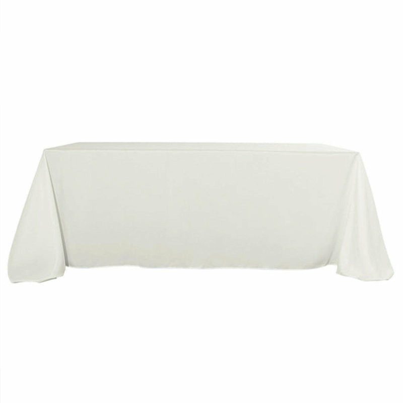 Ivory Seamless Polyester Rectangular Tablecloth 90″x156″ for 8 Foot Table With Floor-Length Drop  |   Polyester Polyester Ivory