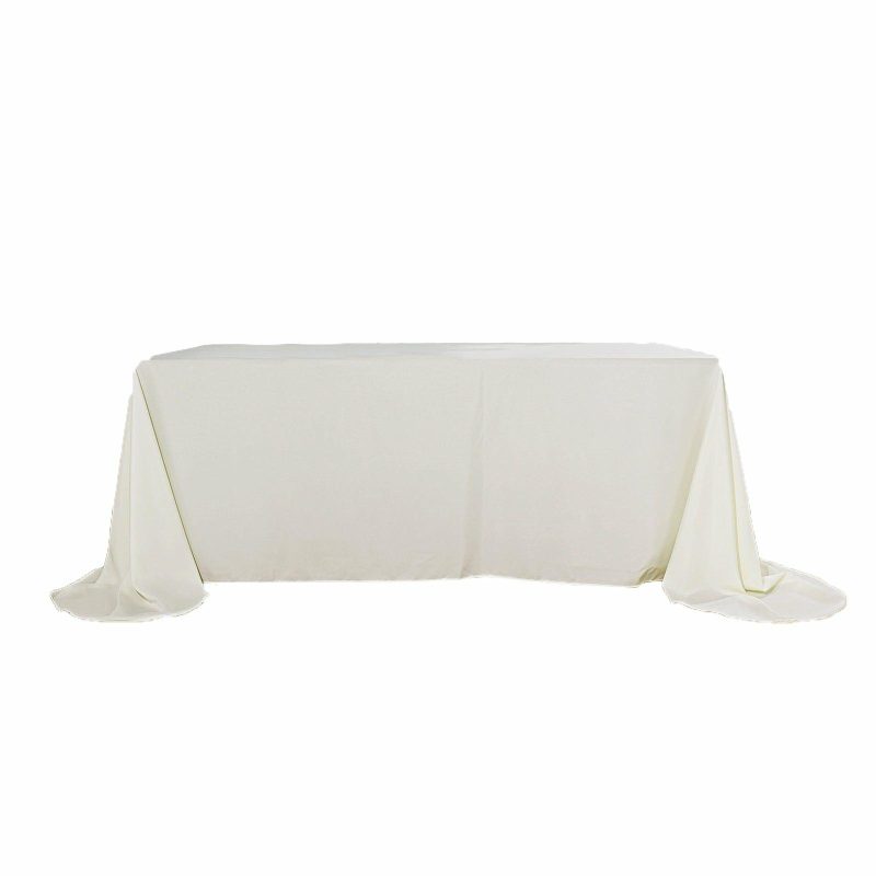 Ivory Seamless Polyester Rectangular Tablecloth with Rounded Corners, Oval Oblong Tablecloth – 90″x156″ for 8 Foot Table With Floor-Length Drop  |   Polyester Polyester Ivory