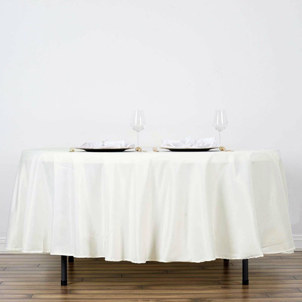 Ivory Seamless Polyester Round Tablecloth 108″  |   Polyester Polyester Ivory