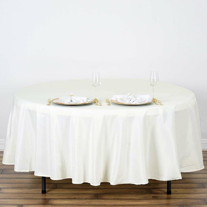 Ivory Seamless Polyester Round Tablecloth 108″  |   Polyester Polyester Ivory