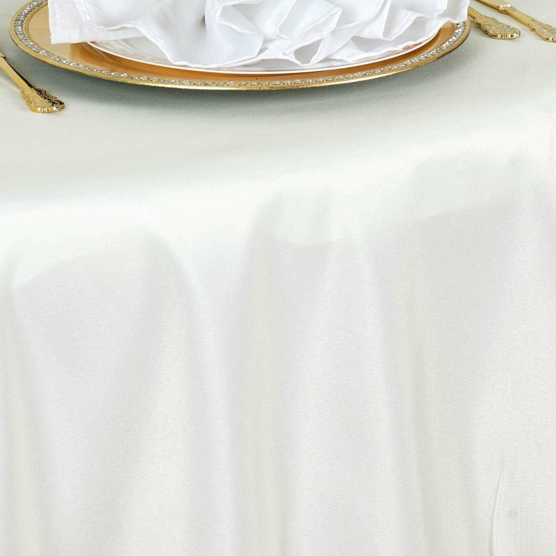 Ivory Seamless Polyester Round Tablecloth 108″  |   Polyester Polyester Ivory