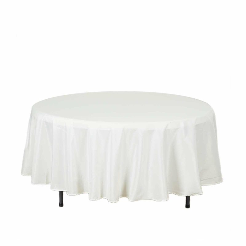 Ivory Seamless Polyester Round Tablecloth 108″  |   Polyester Polyester Ivory