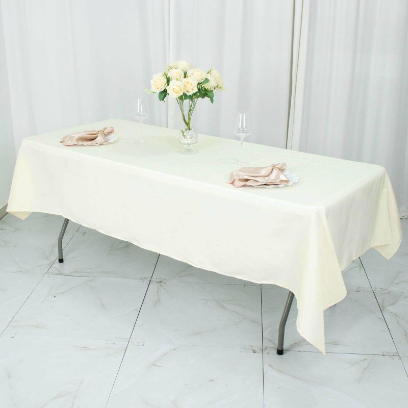 Ivory Seamless Premium Polyester Rectangular Tablecloth 220GSM 54″x96″  |   Polyester Polyester Ivory