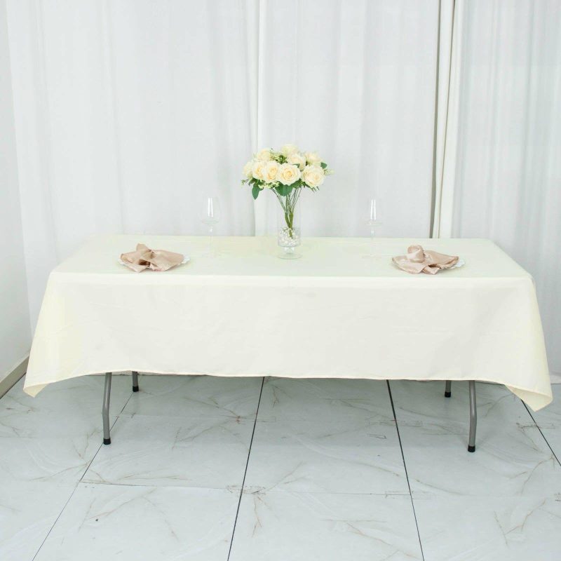 Ivory Seamless Premium Polyester Rectangular Tablecloth 220GSM 54″x96″  |   Polyester Polyester Ivory