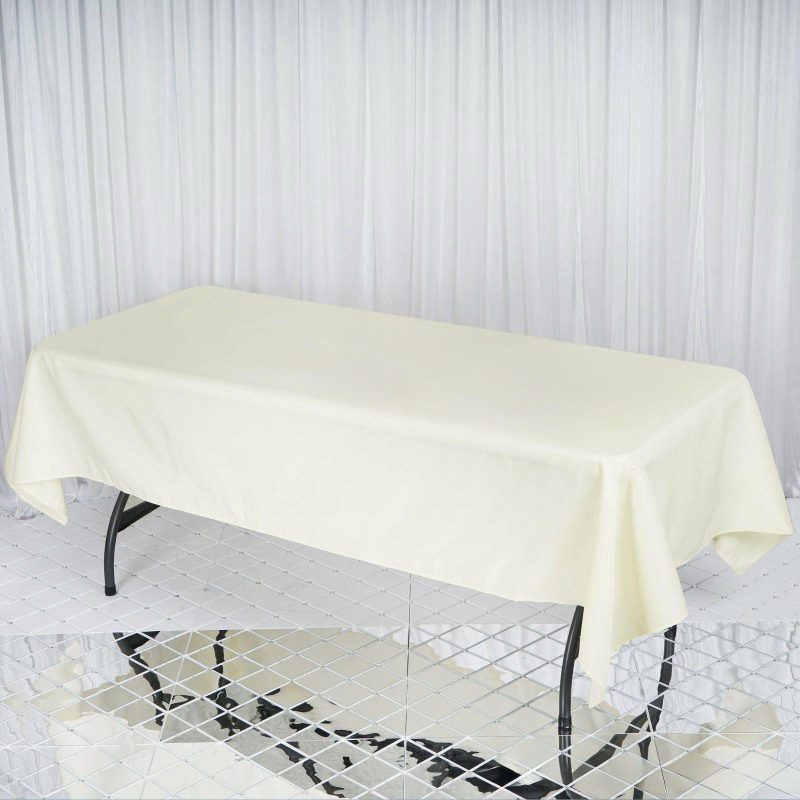 Ivory Seamless Premium Polyester Rectangular Tablecloth 220GSM 60″x102″  |   Polyester Polyester Ivory