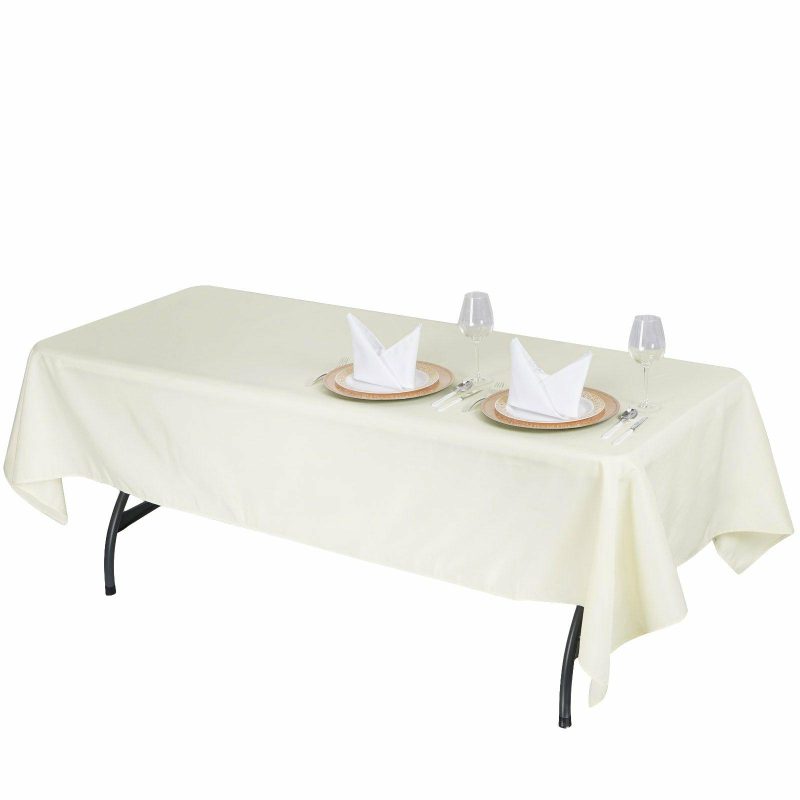 Ivory Seamless Premium Polyester Rectangular Tablecloth 220GSM 60″x102″  |   Polyester Polyester Ivory