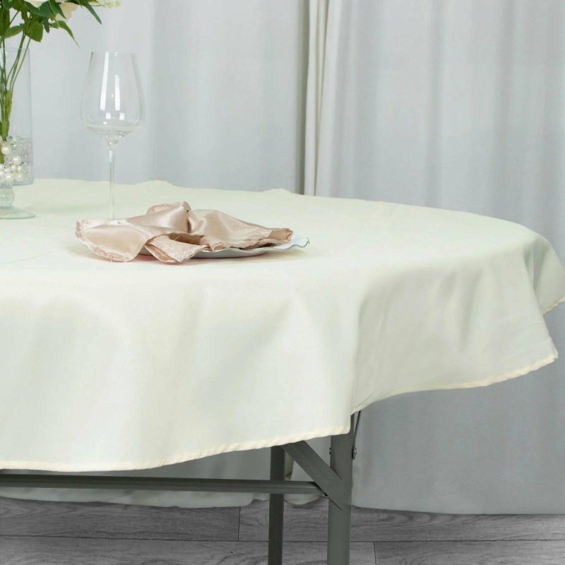 Ivory Seamless Premium Polyester Round Tablecloth 220GSM 70″  |   Polyester Polyester Ivory