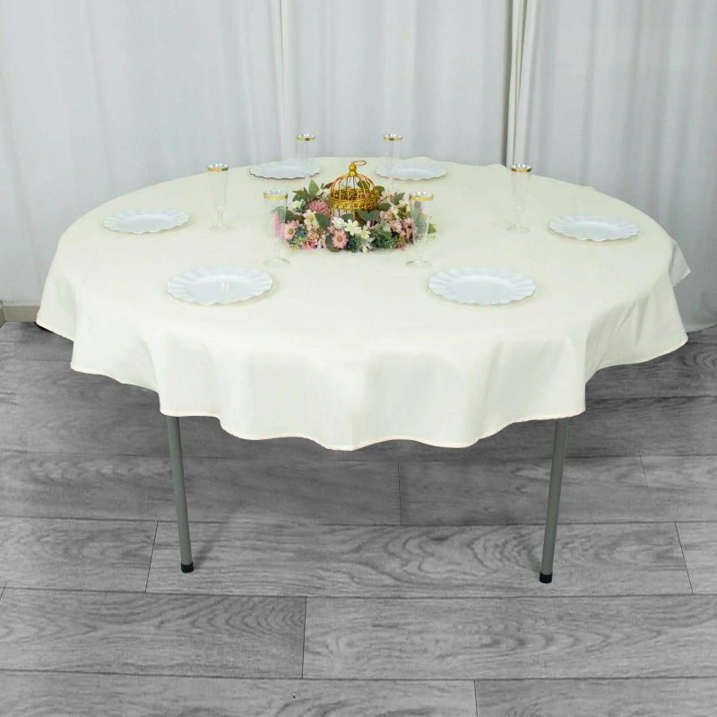 Ivory Seamless Premium Polyester Round Tablecloth 220GSM 70″  |   Polyester Polyester Ivory