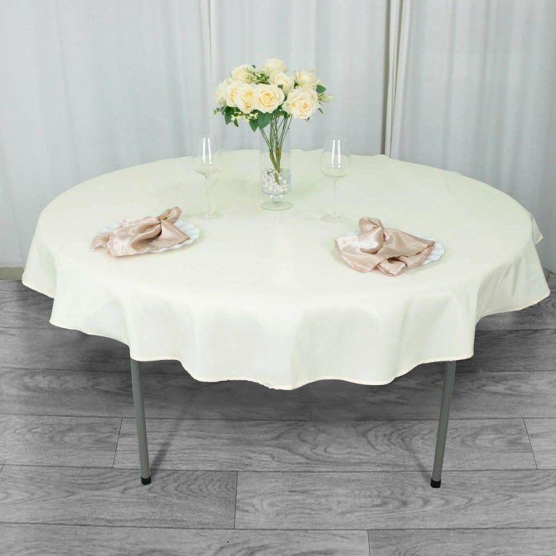 Ivory Seamless Premium Polyester Round Tablecloth 220GSM 70″  |   Polyester Polyester Ivory