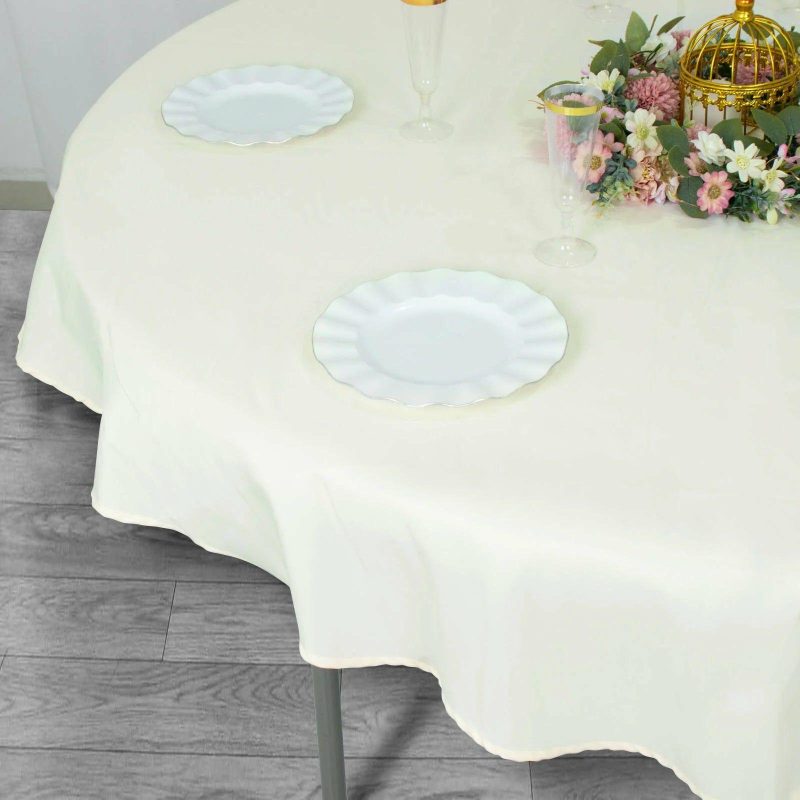 Ivory Seamless Premium Polyester Round Tablecloth 220GSM 70″  |   Polyester Polyester Ivory