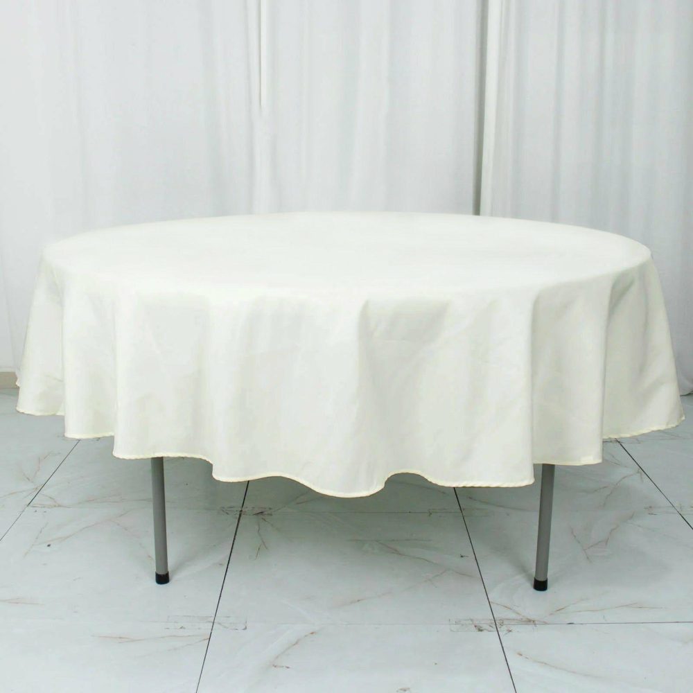 Ivory Seamless Premium Polyester Round Tablecloth 220GSM 90″  |   Polyester Polyester Ivory