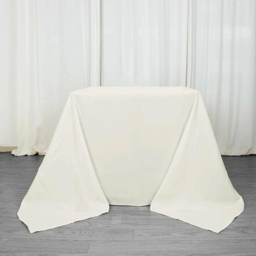 Ivory Seamless Premium Polyester Square Tablecloth 220GSM 90″x90″  |   Polyester Polyester Ivory