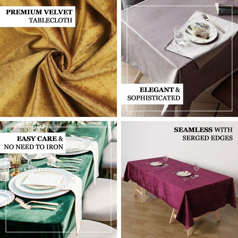 Ivory Seamless Premium Velvet Rectangle Tablecloth, Reusable Linen 60″x102″  |   Velvet & Flocking Tablecloths Ivory