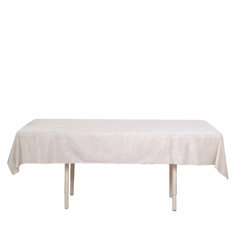 Ivory Seamless Premium Velvet Rectangle Tablecloth, Reusable Linen 60″x102″  |   Velvet & Flocking Tablecloths Ivory