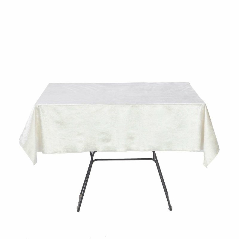 Ivory Seamless Premium Velvet Square Tablecloth, Reusable Linen 54″x54″  |   Velvet & Flocking Tablecloths Ivory