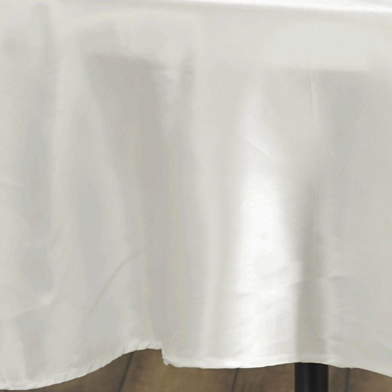 Ivory Seamless Satin Round Tablecloth 90″  |   Satin Satin Ivory