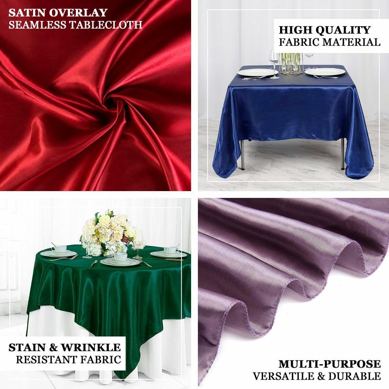 Ivory Seamless Satin Square Tablecloth Overlay 72″ x 72″  |   Satin & Taffeta Satin & Taffeta Ivory