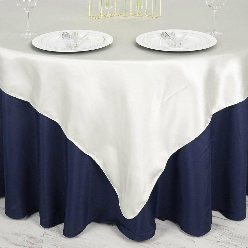 Ivory Seamless Satin Square Tablecloth Overlay 72″ x 72″  |   Satin & Taffeta Satin & Taffeta Ivory