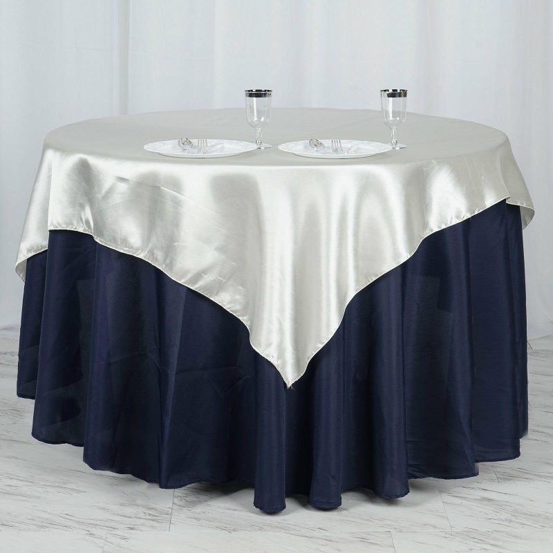 Ivory Square Smooth Satin Table Overlay 60″x60″  |   Satin & Taffeta Satin & Taffeta Ivory