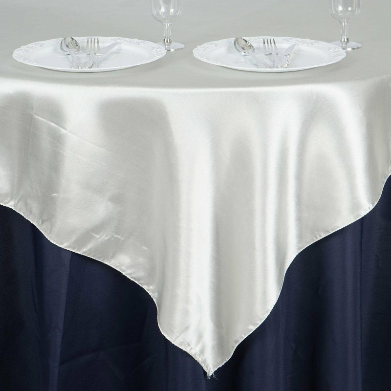 Ivory Square Smooth Satin Table Overlay 60″x60″  |   Satin & Taffeta Satin & Taffeta Ivory