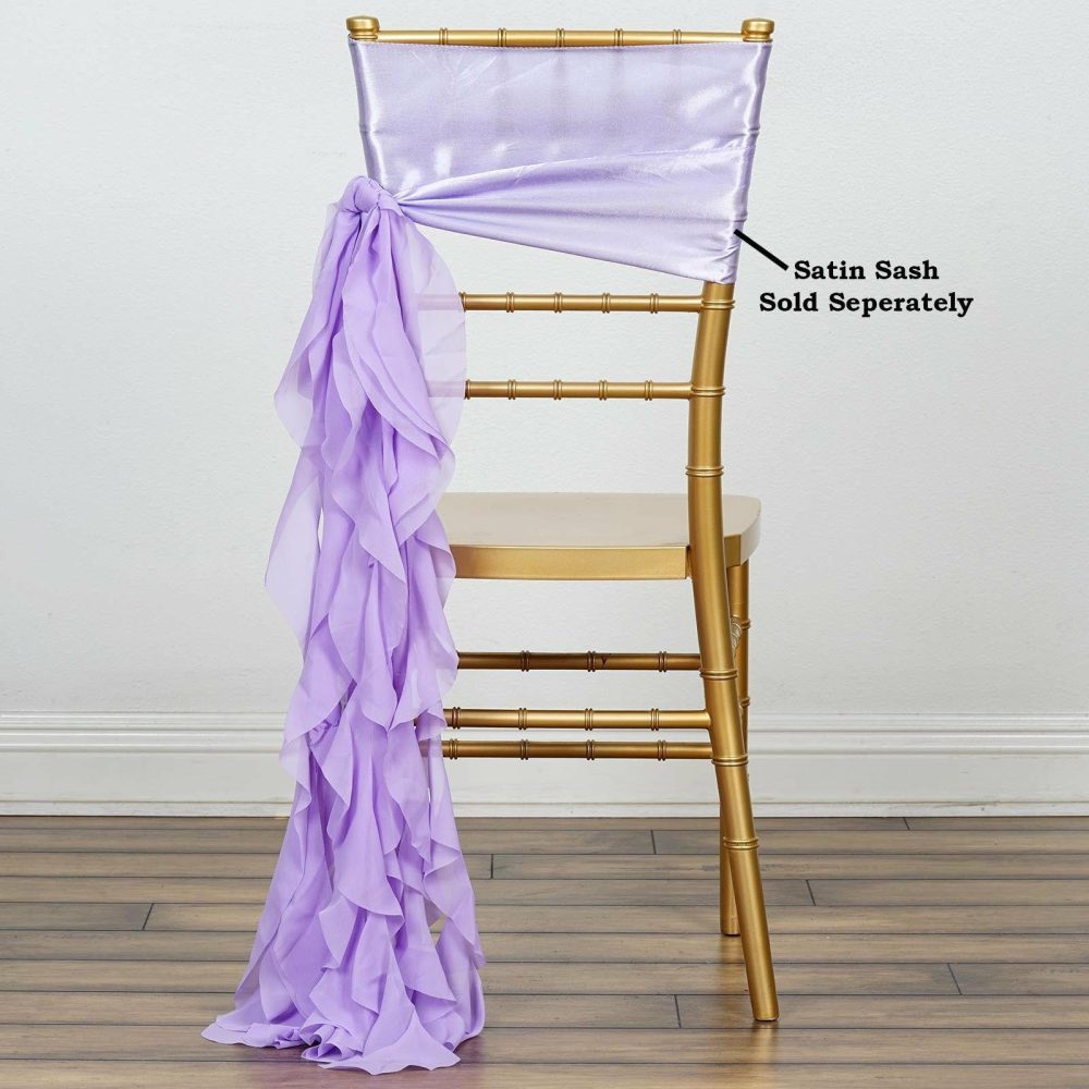 Lavender Lilac Chiffon Curly Chair Sash  |   Organza & Chiffon Chair Sashes Lavender Lilac