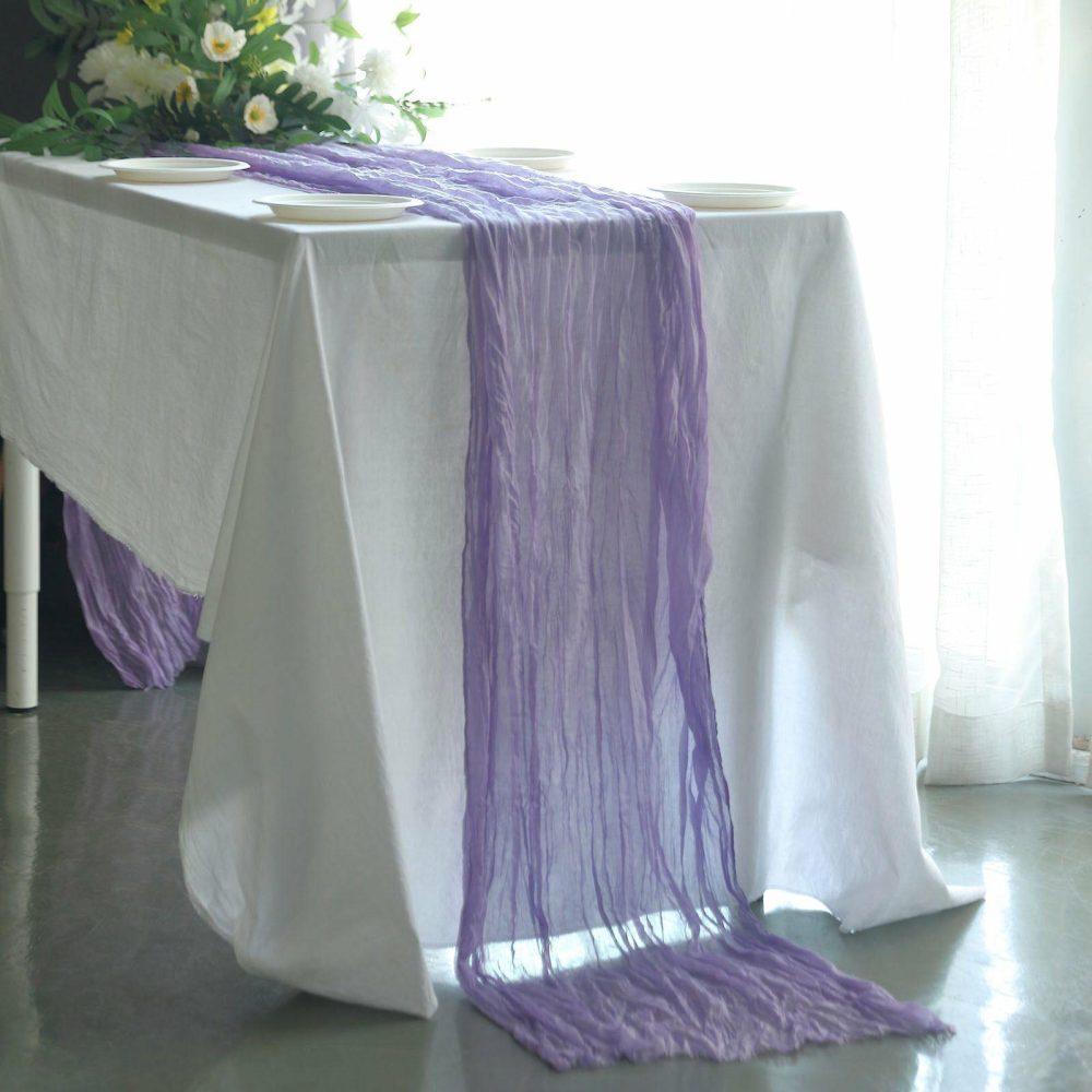 Lavender Lilac Gauze Cheesecloth Boho Table Runner 10ft  |   Gauze Cheesecloth Gauze Cheesecloth Gauze Cheesecloth