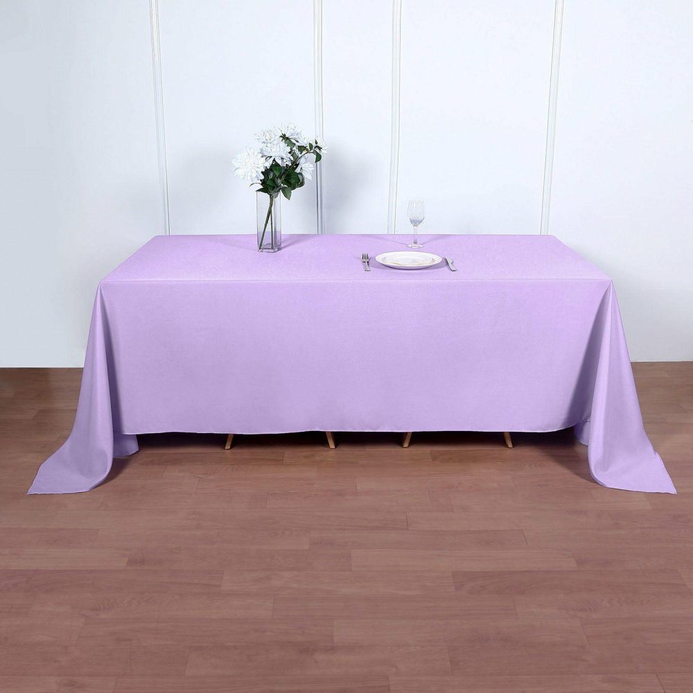 Lavender Lilac Seamless Polyester Rectangular Tablecloth 90″x132″ for 6 Foot Table With Floor-Length Drop  |   Polyester Polyester Lavender Lilac