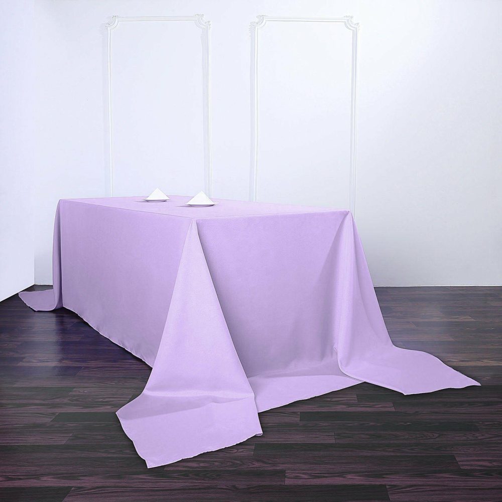 Lavender Lilac Seamless Polyester Rectangular Tablecloth 90″x156″ for 8 Foot Table With Floor-Length Drop  |   Polyester Polyester Lavender Lilac