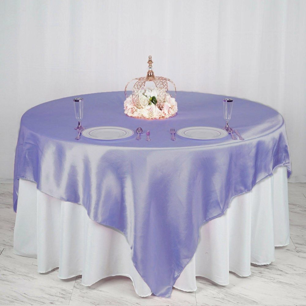 Lavender Lilac Seamless Satin Square Table Overlay 90″x90″  |   Satin & Taffeta Satin & Taffeta Lavender Lilac