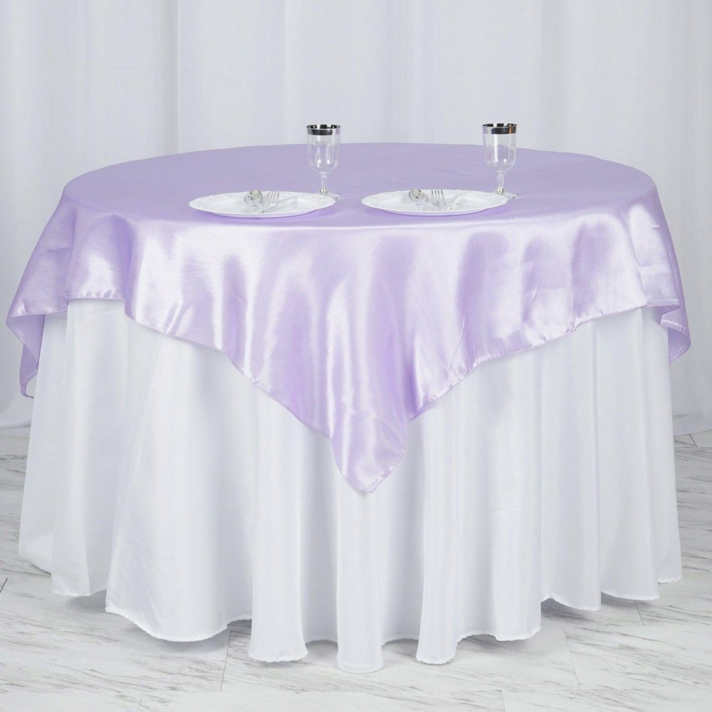 Lavender Lilac Square Smooth Satin Table Overlay 60″x60″  |   Satin & Taffeta Satin & Taffeta Lavender Lilac