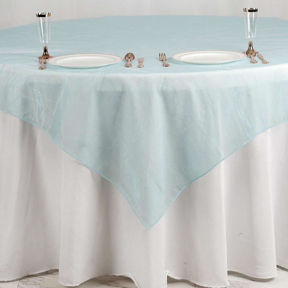 Light Blue Organza Square Table Overlay 72″x72″  |   Sheer Organza Sheer Organza Light blue