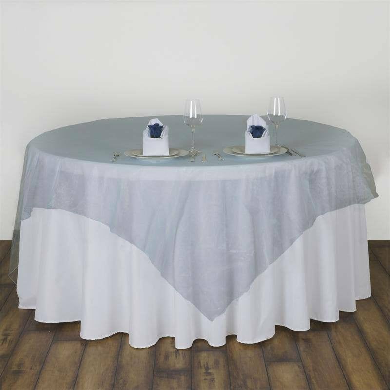 Light Blue Organza Table Square Overlay 90″ x 90″  |   Sheer Organza Sheer Organza Light blue