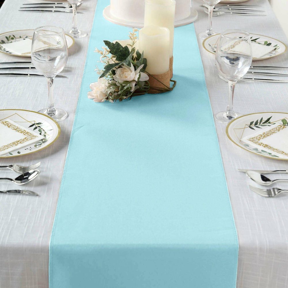 Light Blue Polyester Table Runner 12″x108″  |   Polyester Polyester Light blue