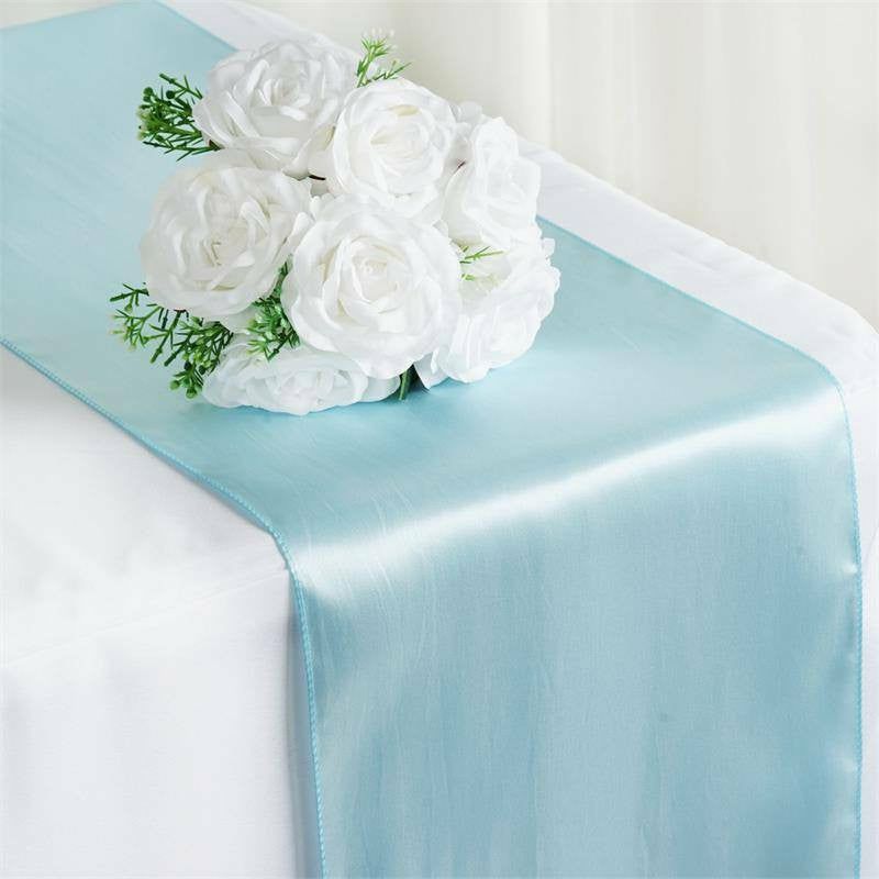 Light Blue Satin Table Runner 12″x108″  |   Satin & Taffeta Satin & Taffeta Light blue