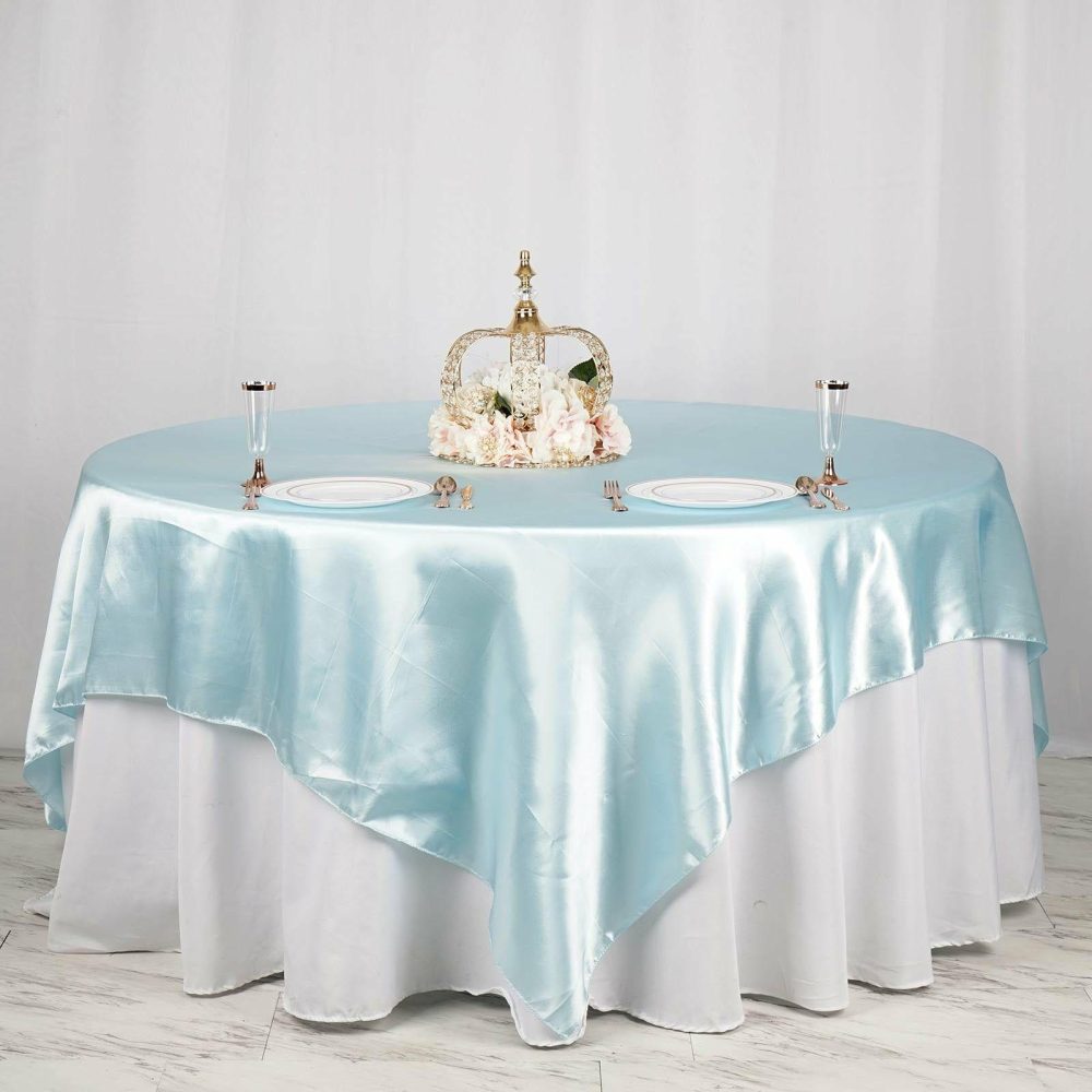 Light Blue Seamless Satin Square Table Overlay 90″x90″  |   Satin & Taffeta Satin & Taffeta Light blue