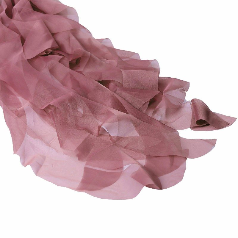 Mauve / Cinnamon Rose Chiffon Curly Chair Sash  |   Organza & Chiffon Chair Sashes Mauve