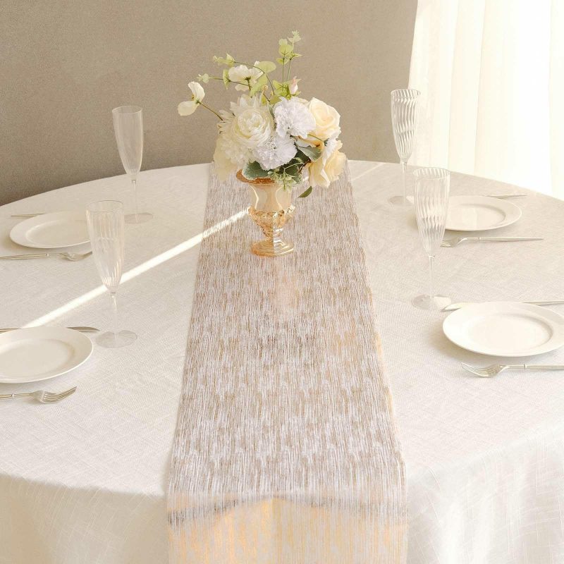 Metallic Gold Brushed Non-Woven Faux Suede Table Runner – 11″x108″  |   Stylish Stylish Stylish