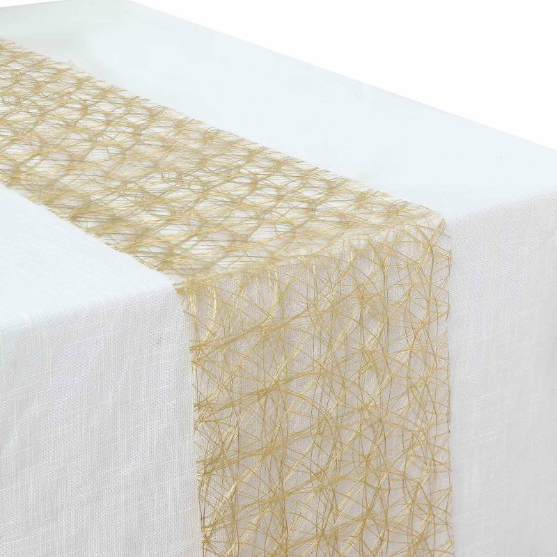 Metallic Gold Non-Woven Fiberweb Polyester Table Runner 50 GSM 12″x108″  |   Stylish Stylish Metallic Gold